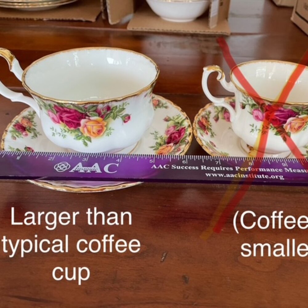 Royal Albert Old Country Rose LOT of 4 oversized mugs with saucers